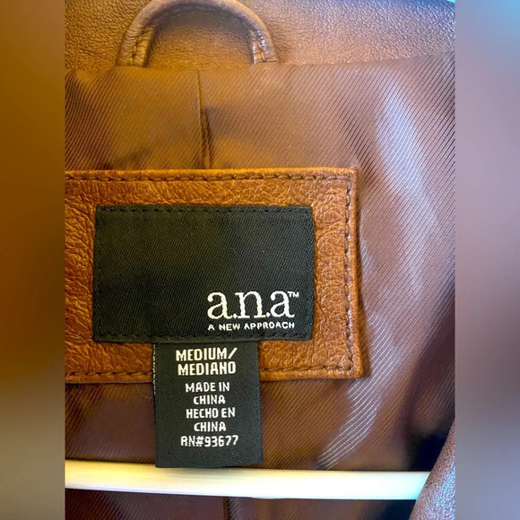 NWOT A.N.A 100% Leather Stand-Collar Jacket - Picture 12 of 14